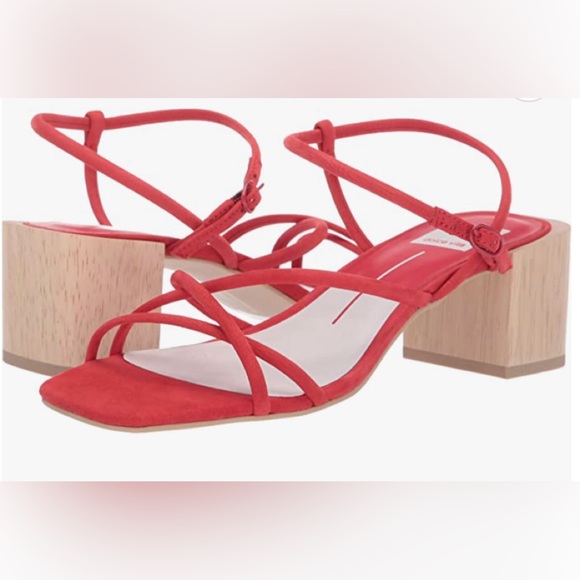 🆕DOLCE VITA ZAYLA HEELED WOODEN RED SANDALS (Sz 8.5) - Picture 2 of 16